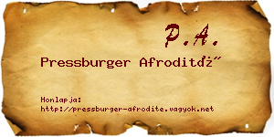 Pressburger Afrodité névjegykártya
